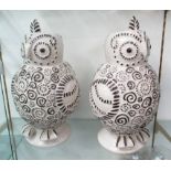 OWL VASES, a pair, Paolo Maschino for Nicky Haslam, 48cm H.