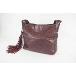 CHANEL VINTAGE SHOULDER BAG, burgundy leather with matching fabric lining,