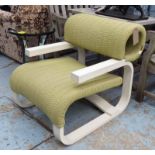 MISSONI HOME DANIELA ARMCHAIR, white painted beech frame, in green upholstery, 67cm W (with faults).