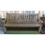 GARDEN BENCH, 'English Country House' style, weathered teak finish, 96cm W.