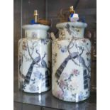 POTICHOMANIA TABLE LAMPS, a pair, oriental design, by Diana Mayo, 56cm H.