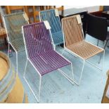 MISSONI CORDULA CHAIRS, a set of four, with coloured, individually rope weaved seats.