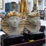 PHARAOH LAMPS, a pair, 47cm H.