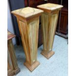 PEDESTALS, a pair, in a painted marble effect, each 34cm H x 34cm W x 120cm H.