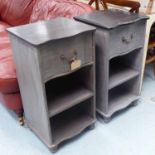 OKA BEDSIDE CABINETS, two similar, each with a drawer, 42cm x 38cm x 82cm H.