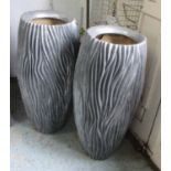 PLANTERS, a pair, cylindrical lead effect, 41cm diam x 99cm H.