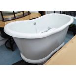 BATHROOM SET, including bath and his and hers sinks, contemporary, bath 180cm W.