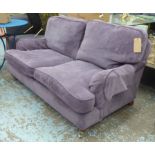 SOFA, two seater, Howard style by Delcor in purple corduroy, 160cm W.