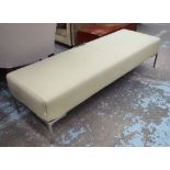 B&B ITALIA FOOTSTOOL, rectangular and cream upholstered on short supports, 37cm H x 155cm x 52cm.