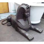 BRONZE SPHINX'S, a pair, of large proportions, 177cm L.