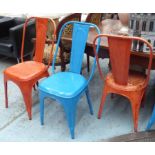 TOLIX STYLE CHAIRS, a set of eight, after Xavier Pauchard, 95cm H.
