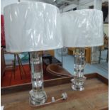 RALPH LAUREN 'FARRAH' CUT CRYSTAL FACETED TABLE LAMPS, a pair,