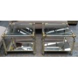 LOW TABLES, a pair, lucite and brass,
