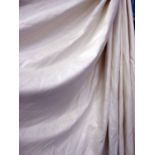 CURTAINS, a pair, ivory fabric with three associated fabric panels, 300cm x 270cm drop.