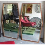 WALL MIRRORS, a pair, 1960's Italian style coppered finish, 120cm x 70cm.