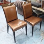 DINING CHAIRS, a set of ten, in Macassar finish, on square supports, 47cm W.
