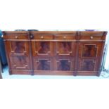 SIDEBOARD, contemporary, mahogany veneer with gilt detail, 207cm x 54cm x 96cm.