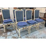 DINING CHAIRS, a set of six, in blue,