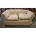 CHESTERFIELD SOFA, early 20th century with rounded back, drop end, cushions,