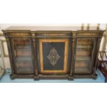 CREDENZA, Victorian, ebony and ebonised satinwood and gilt metal mounted,