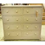 BANK OF DRAWERS, 19th century white painted and lined,