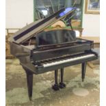 BABY GRAND PIANO, Challen iron framed overstrung in a full gloss ebonised case, serial no.
