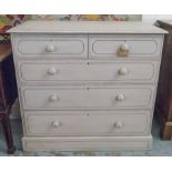 PAINTED CHEST, Victorian grey painted and black lined with two short and three long drawers,