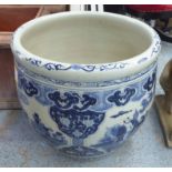 CARP BOWL, Chinese export style blue and white, 55cm H.