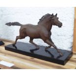 HORSE STATUETTE, cast metal, 50cm x 28cm H.