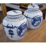 GINGER JARS, a pair, Chinese export style blue and white, 25cm H.