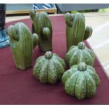 CERAMIC CACTI, a collection of six, 21cm H.