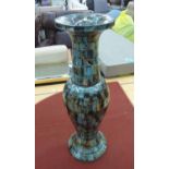 CONTEMPORARY URN, blue stained wood, 57cm H.