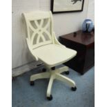HAMPTONS STYLE DESK CHAIR, contemporary, white painted, 162cm W.
