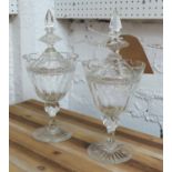 BON BON JARS, a pair, vintage French style cut glass, 32cm H.