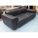 SOFA, contemporary Italian style in black leather, 197cm W.