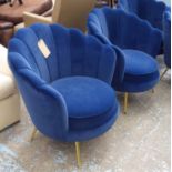 SIDE CHAIRS, a pair, French Art Deco style, Royal Blue finish, 85cm H.