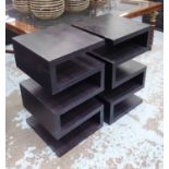 SIDE TABLES, a pair, 1960's Italian style, ebonised finish, 50cm H.