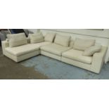 FLEXIFORM CORNER SOFA, in cream fabric on metal supports, 320cm x 224cm.