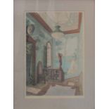 19th CENTURY SCHOOL 'Interior', lithograph in colours, 40cm x 30cm, framed and glazed.