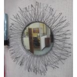 WALL MIRROR, contemporary metallic sunburst design.