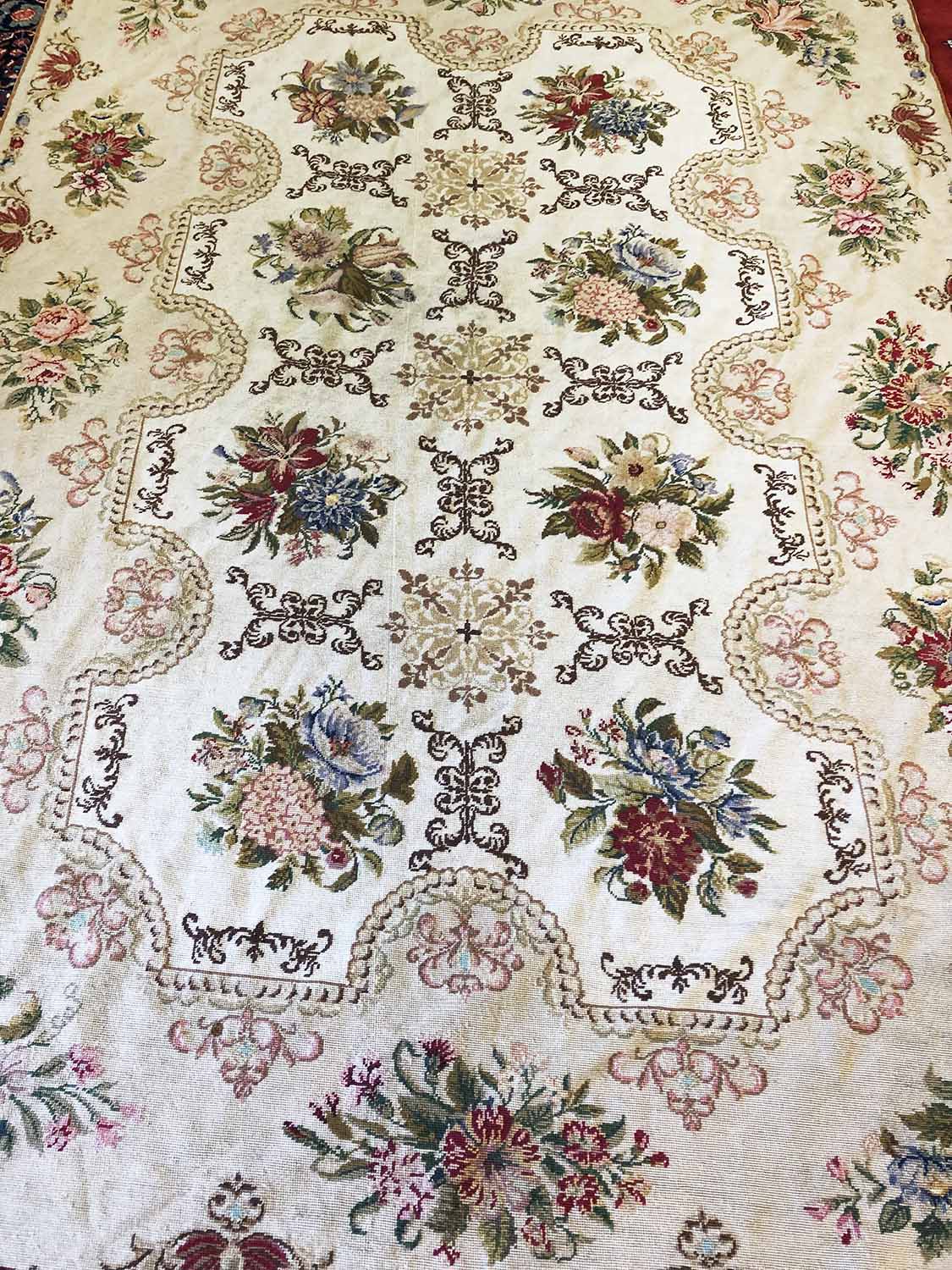 ENGLISH DESIGN NEEDLEPOINT CARPET, 243cm x 170cm, Victorian floral design. - Image 2 of 2