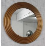 WALL MIRROR, 1950's French style gilt finish, 87cm diam.