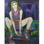 GINETTE FIANDACA 'Sitting Model', oil on canvas, signed verso, 152cm x 122cm.