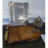 WALL MIRROR, Moroccan style hammered metal frame 58cm H x 50cm,