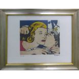 ROY LICHTENSTEIN 'Kiss', lithograph in colours with signature in plate, 51/700, 28cm x 38cm,