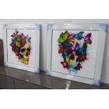PATRICE MURCIANO, Butterfly Skulls, a set of two, framed and glazed, 86cm x 86cm.