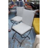 ORANGERY DINING CHAIRS, a set of six, French style with loose linin seat cushions.
