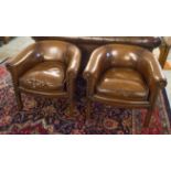 TUB ARMCHAIRS, a pair,