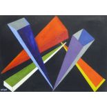 LEONARD J. WRIGHT 'Abstract', a pair of acrylic paintings, signed, 76cm x 61cm and 65cm x 90cm.
