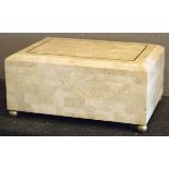 HUMIDOR, tessellated stone on brass feet, possibly Maitland-Smith, 17cm H x 36cm x 26cm.